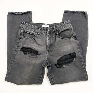 Forever 21 black distressed denim jeans